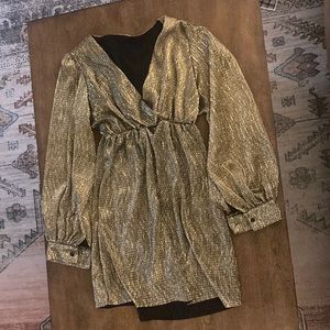 Gold Long Sleeve Mini Dress